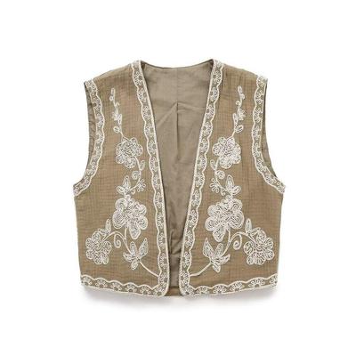 2024 Spring Urban Casual Embroidered Women's Open Front Vest