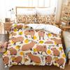 3D Print Kawaii Capybaras Bedding Set Soft Comforter Cover With 1/2pcs Pillow Shams For Kids Adults Microfiber Quilt Cover