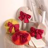 Fashion Red Bowknot Beret Elegant Octagonal Hat Wild Painter Hat Daughter Gifts for Casual Birthday Festival Gathering