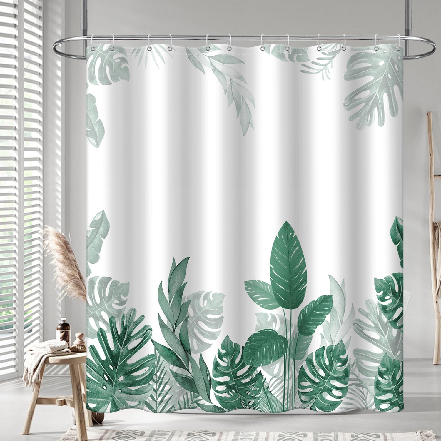 

Besbesme Boho Mid Century Shower Curtain Set, Waterproof Fabric For Bathroom Decor Bathtub Modern Machine Washable Weighted Hem W60H190(CM)-1 Pcs