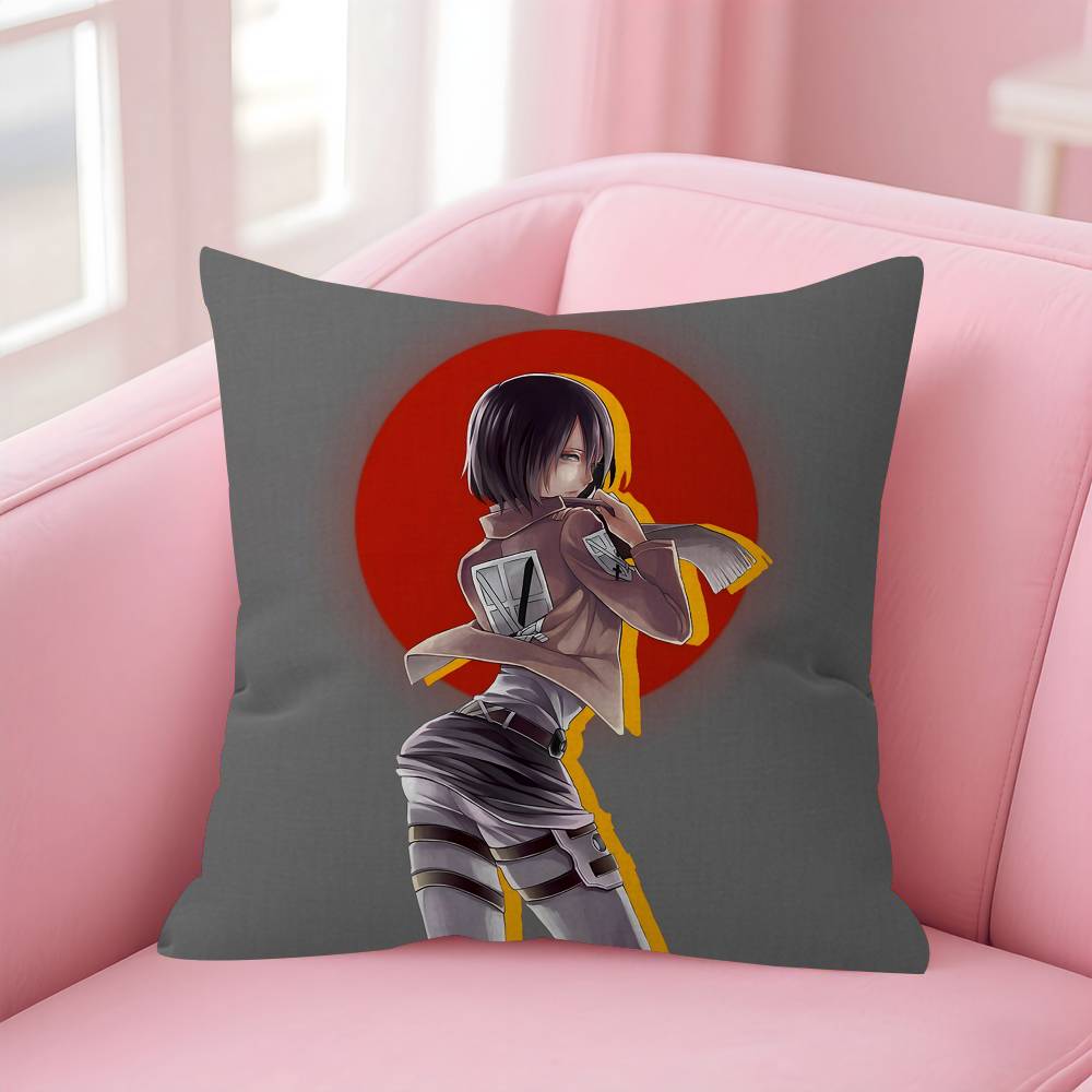 Anime AAttack On Titan Mikasa Ackerma Pillow Cushion Cover Pillowcase Living Room Sofa Home Decor Customized