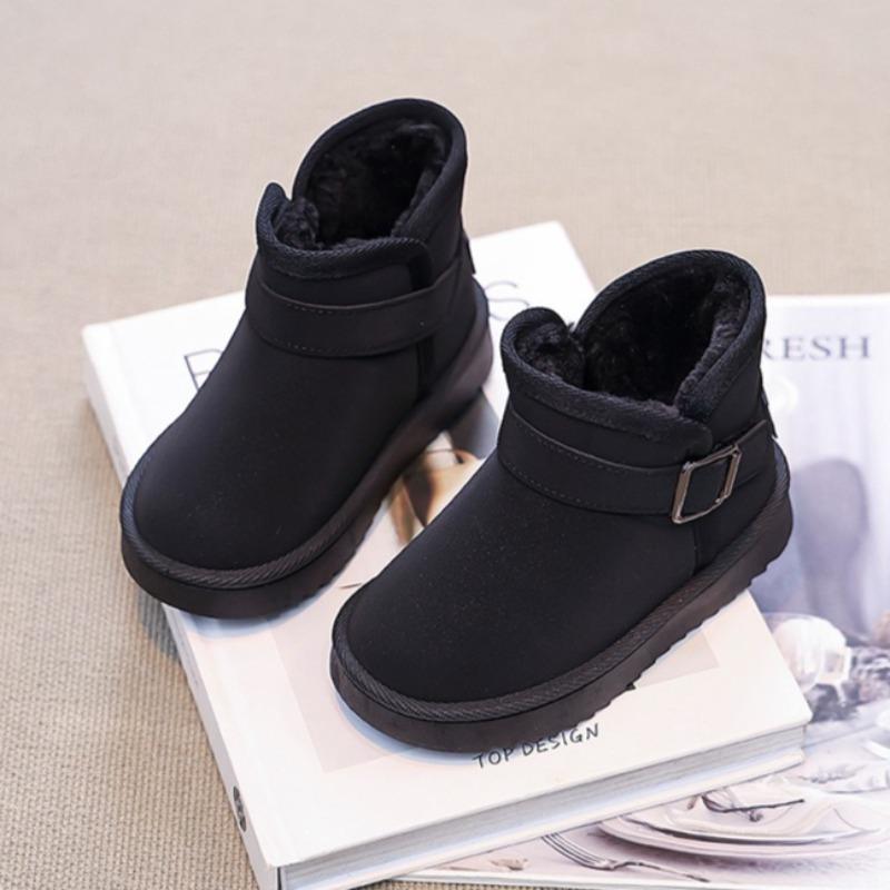 Kış Çocuk Polar Astarlı Kalınlaştırılmış Kar Botları Kaymaz Yumuşak Tabanlı Sıcak Kolay Giyilen Pamuklu Ayakkabılar