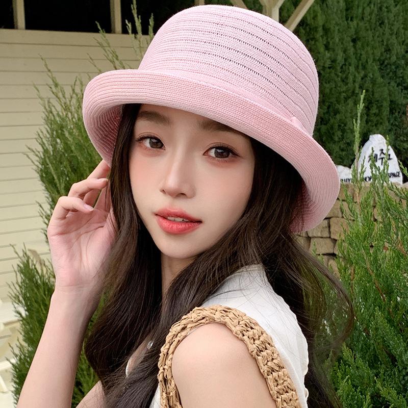 Summer hat women's sunshade sunscreen bucket hat temperament knitted versatile sun hat