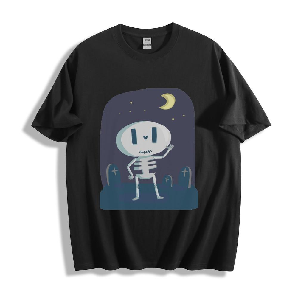 

Cute Cartoon Skeleton Graveyard Graphic T-Shirt 4XL