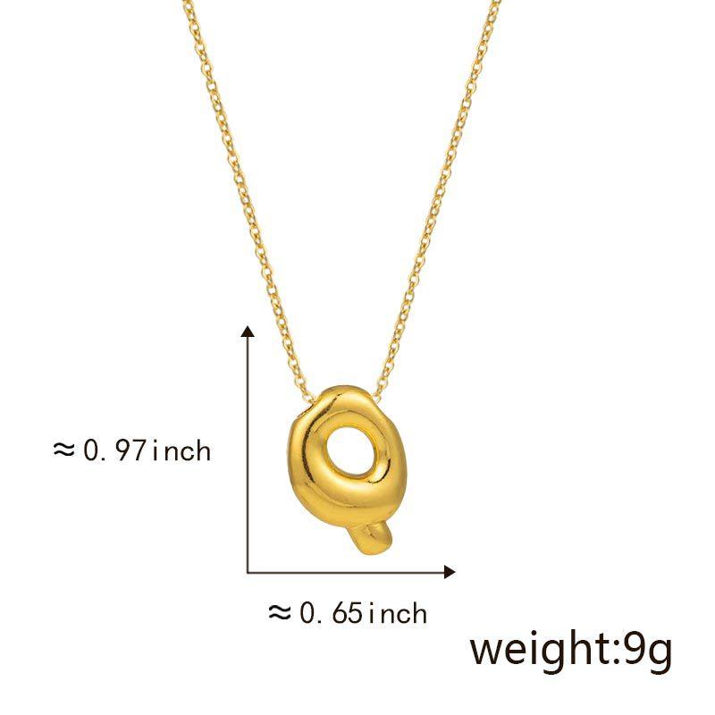 Cute Smooth Letter Necklace, Chubby Pendant, European and American Fashionable and Simple Collarbone Chain