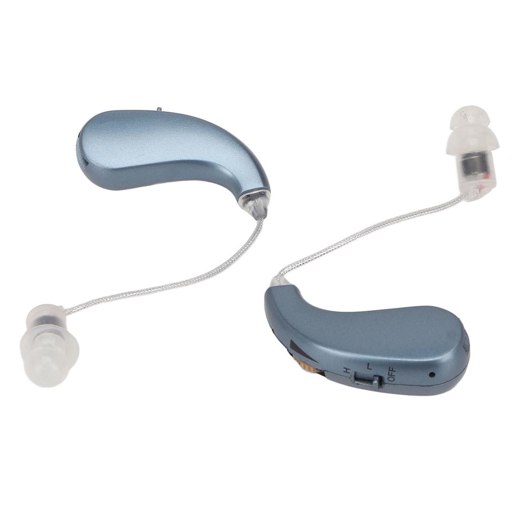 2PCS Digital Sound Enhancer Rechargeable Sound Hearing Device with Noise Cancelling for Seniors Adults Hearing Loss Blue