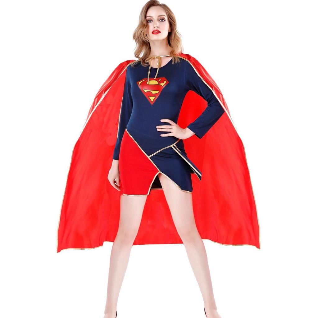 M-XL Halloween Supergirl Costume Captain America Avengers COS Costume Superhero Woman Stage