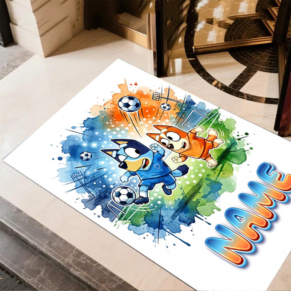 Soccer Fun Personalized Name Floor Mat Design for Bedrooms Foyer Hallway Entryway Anti-slip Rug Office Home Decor Gift for Festivals