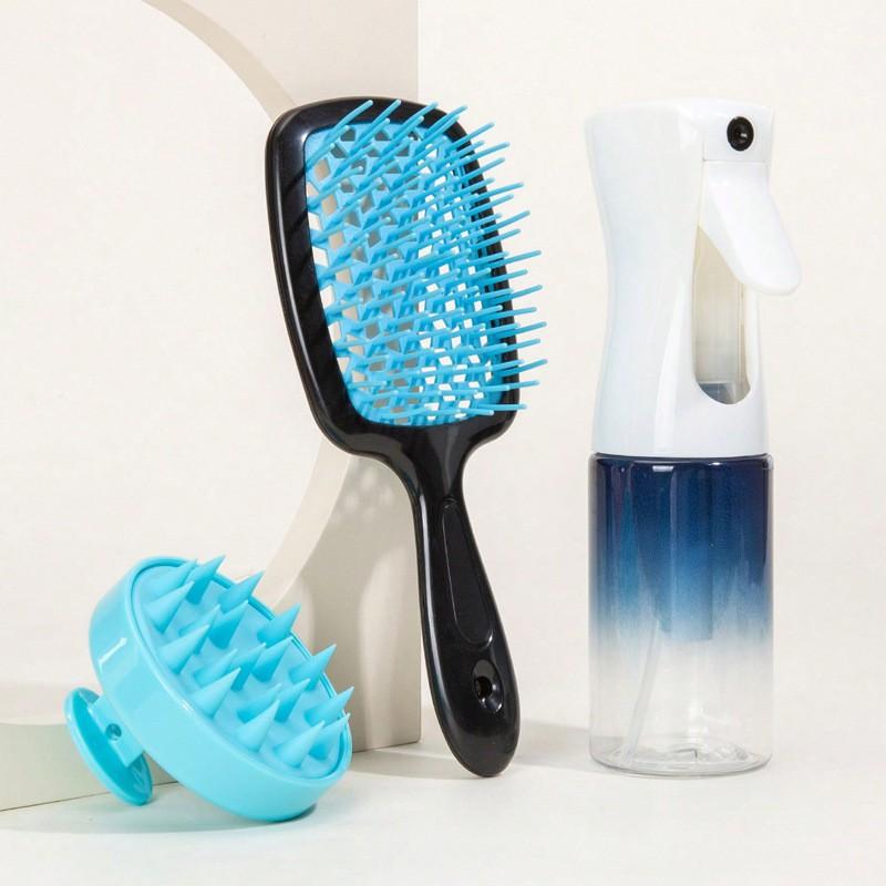 3-Piece Hair Care Set: Volumizing Styling Comb Scalp Massage Brush Spray Bottle Deep Cleansing