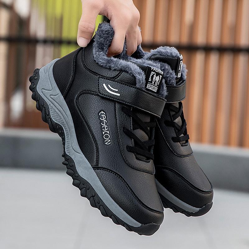 Lijian'an cotton shoes mother walking shoes high-top elderly shoes men and women middle-aged and elderly leather surface waterproof and non-slip snow