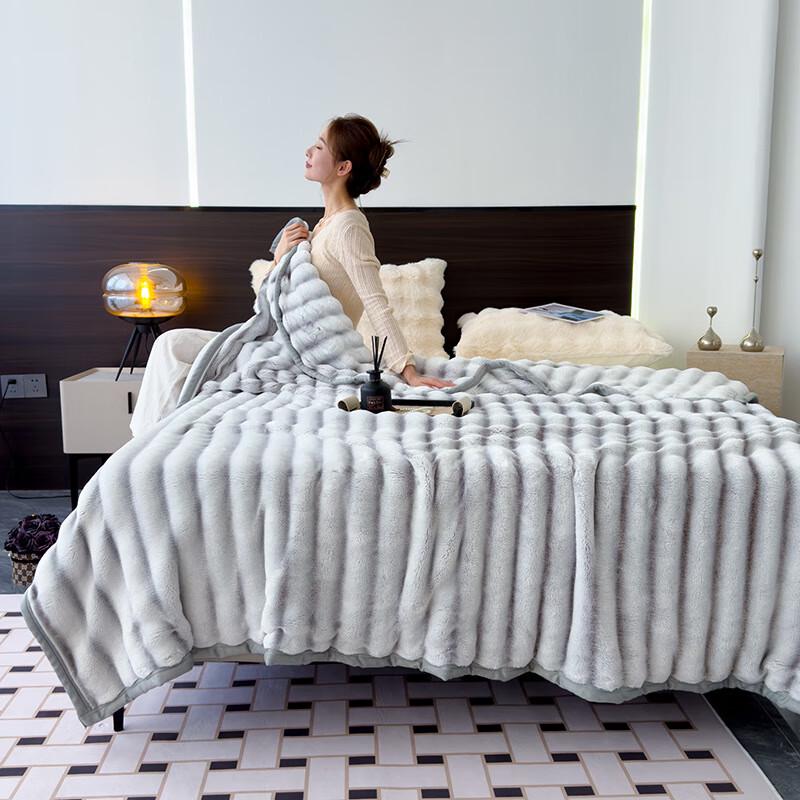 

Mling Двустороннее теплое одеяло из искусственного кроличьего меха