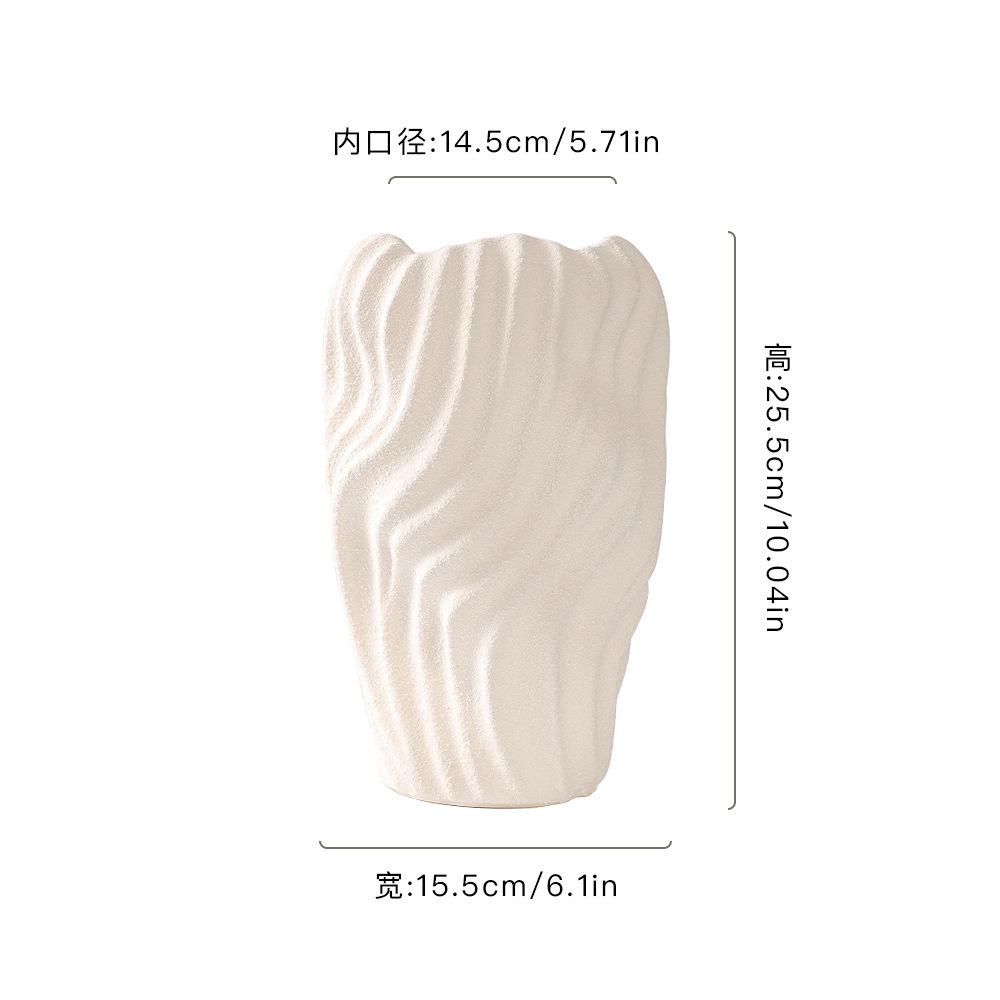 

Ceramic Vase Irregular Wavy Patterns Coarse Pottery Flower Vase Flower Arrangement Accessories White Pot Home Decoration