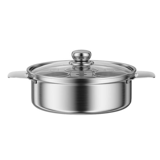 Stainless Steel Steamer Pot 4-Person Capacity Stew Pot for Porridge Soup Induction Cooktop Compatible Heat-Resistant Hard Boiled Egg Cooker