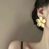 2024 Gold Color Matte Texture Metal Flower Retro Earrings for Women Girls Personalized Fashionable Party  Birthday Gifts
