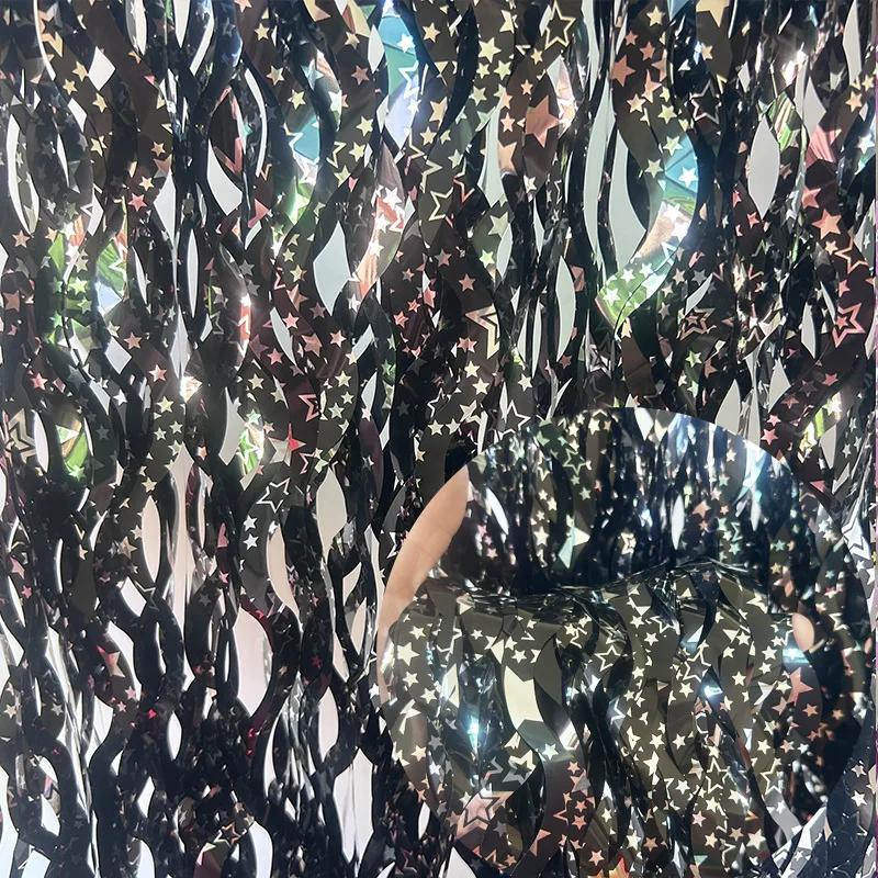 Birthday Decoration Curtains Party 1*2m Tinsel Foil Fringe with Star Photo Backdrop Streamers for Festive Eve Wedding Halloween