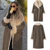 Womens Long Sleeve Reversible Double-Sided Faux Fur Coat Brown Street Style Trench Outerwear