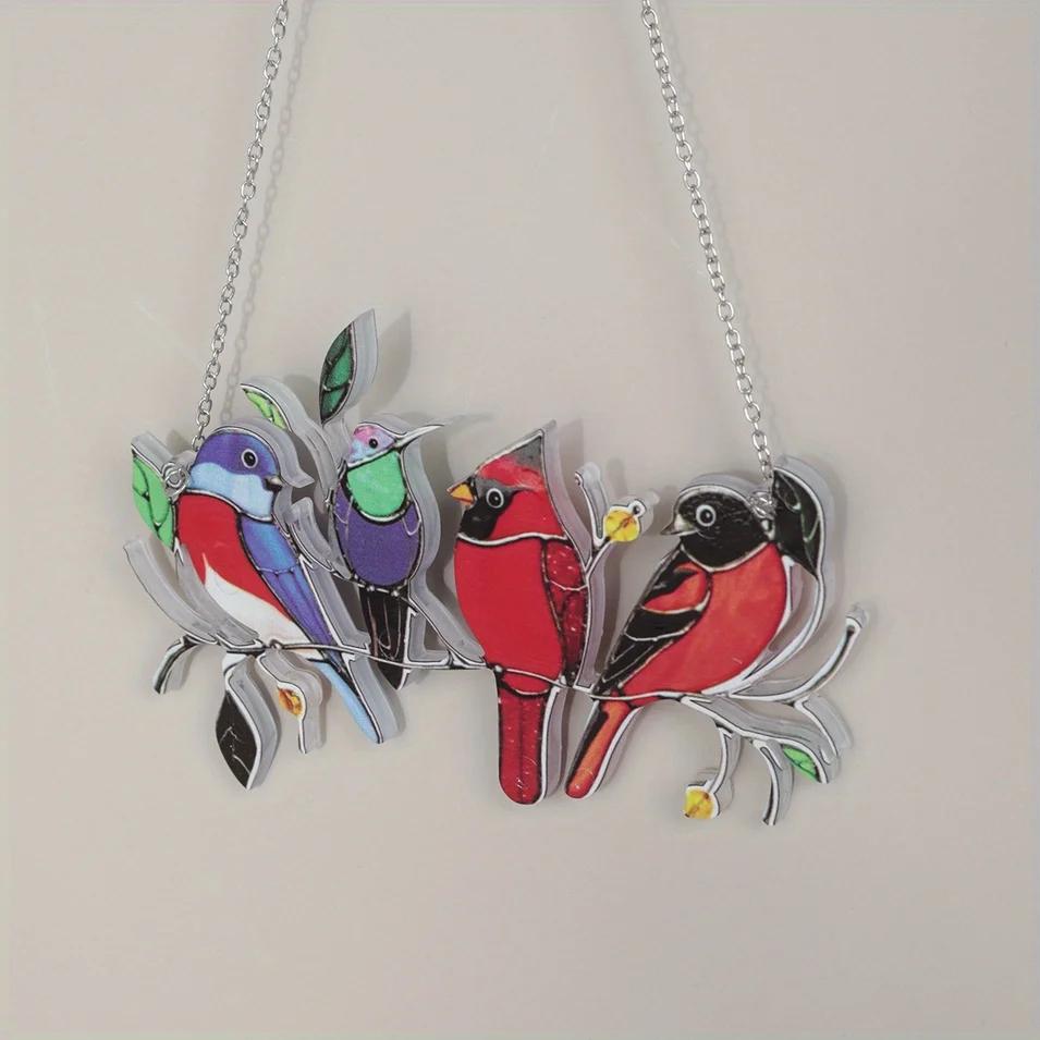 

1 шт. - 2D Акриловый Плоская Печать Птицы Цветы Животное Подвеска Домашнее Дерево Окно Подвесной Декор Подарок Украшение