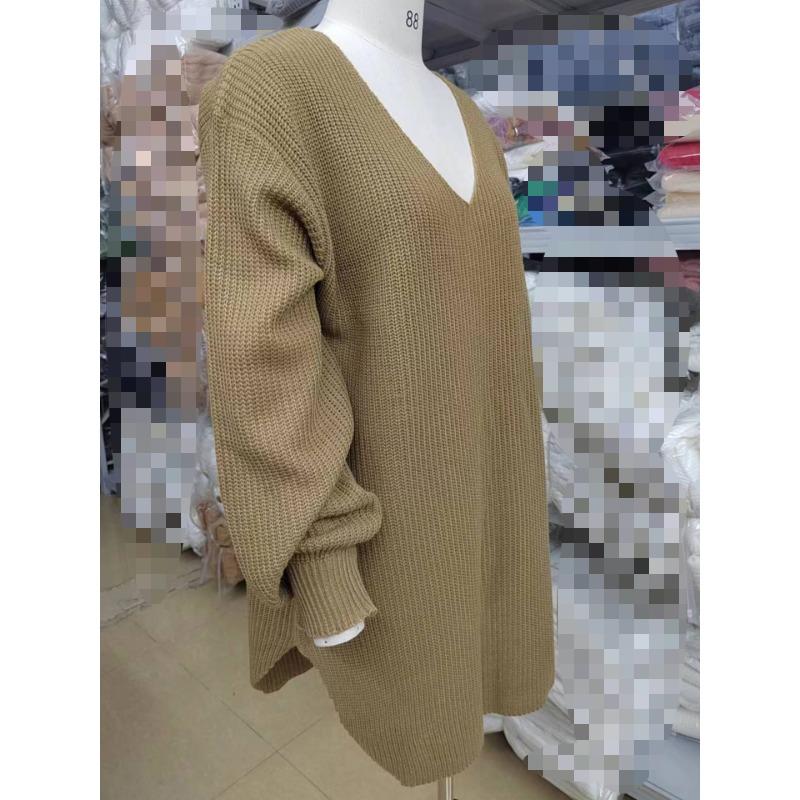 Women's Autumn and Winter Plus Size Slouchy V-Neck Knit Sweater