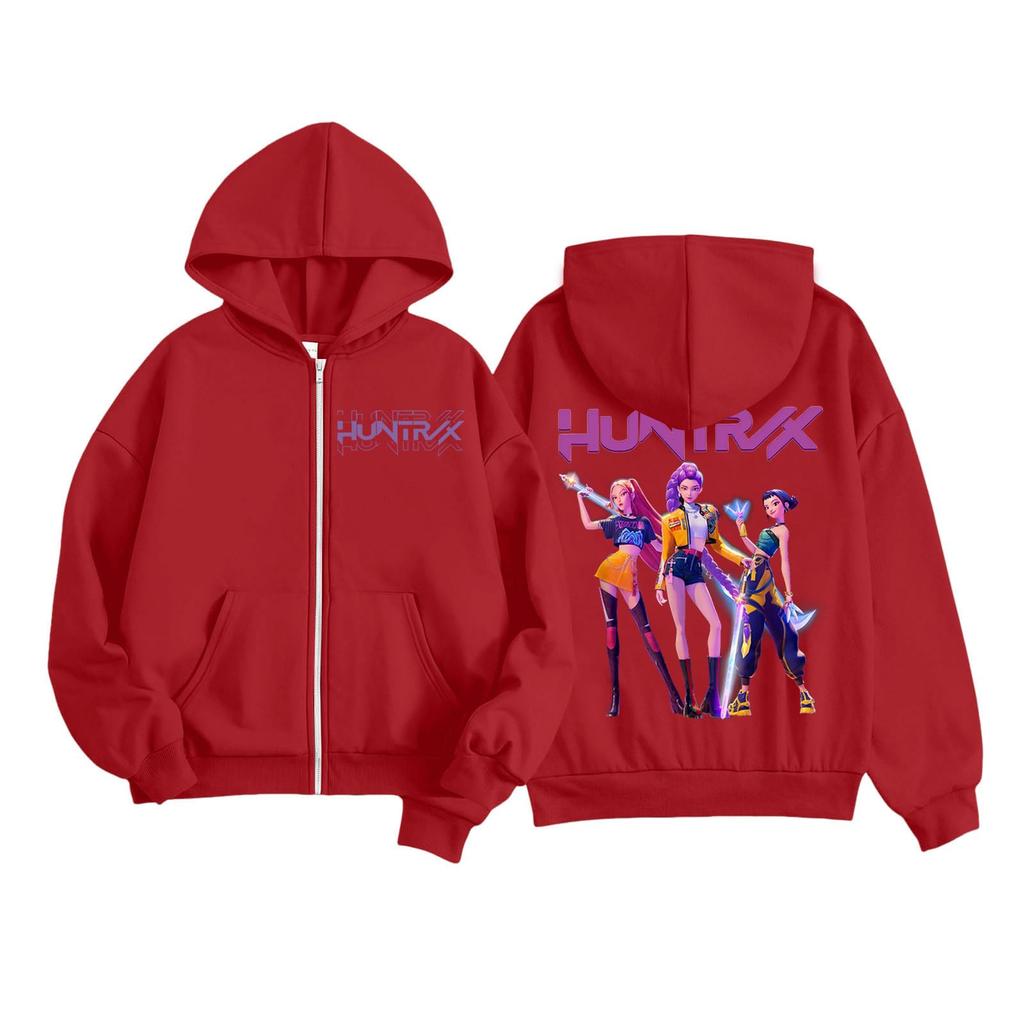 Kids Fashion Women's Lightweight Long Sleeve Zipper Hoodie Printed Hoodie With Pockets