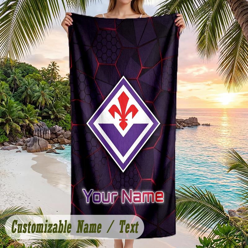 Beach Towel Fiorentina FC Print Custom Name Text Soft Towel for Swimming Pool