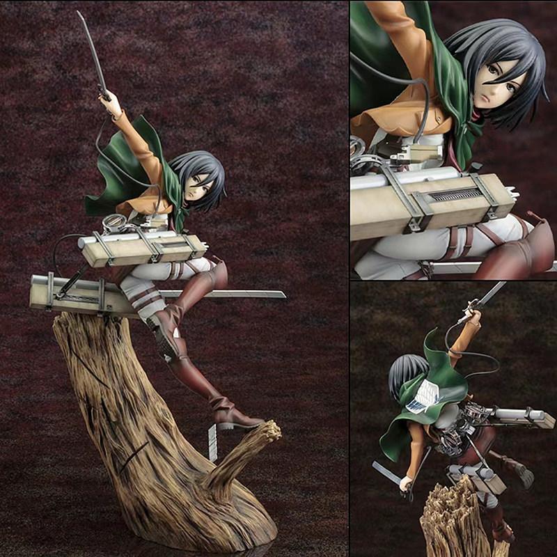 24CM Attack On Titan Mikasa Ackerman Action Figure Anime Character Model Desktop Ornament Collectible Toys Statues Surprise Gift