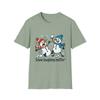Unisex Softstyle T-Shirt Funny Snowman Snowball Fight Winter Holiday Cartoon Art