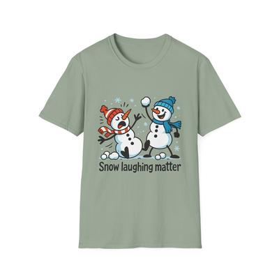 Unisex Softstyle T-Shirt Lustiger Schneemann Schneeballschlacht Winterurlaub Cartoon Kunst
