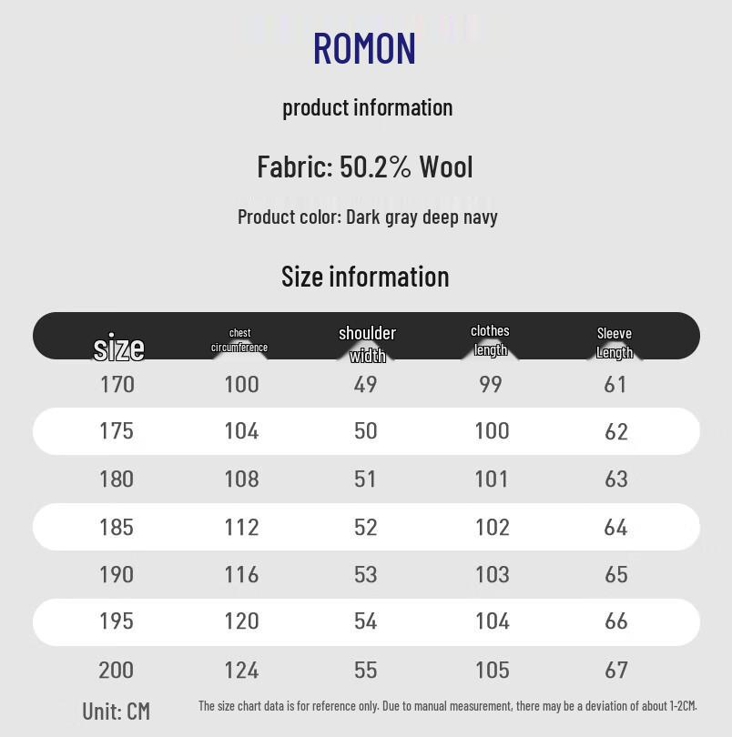 ROMON Men's Mid-length Wool Blend Overcoat