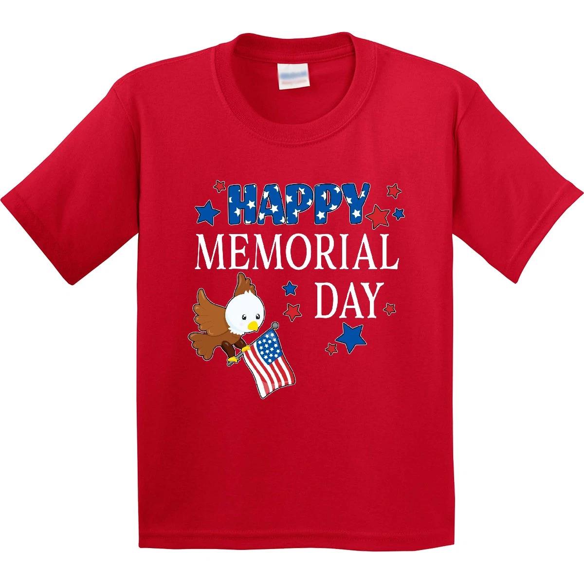 Inktastic Happy Memorial Day- Eagle Youth T-Shirt Kids Honoring Bald Flag Stars 110
