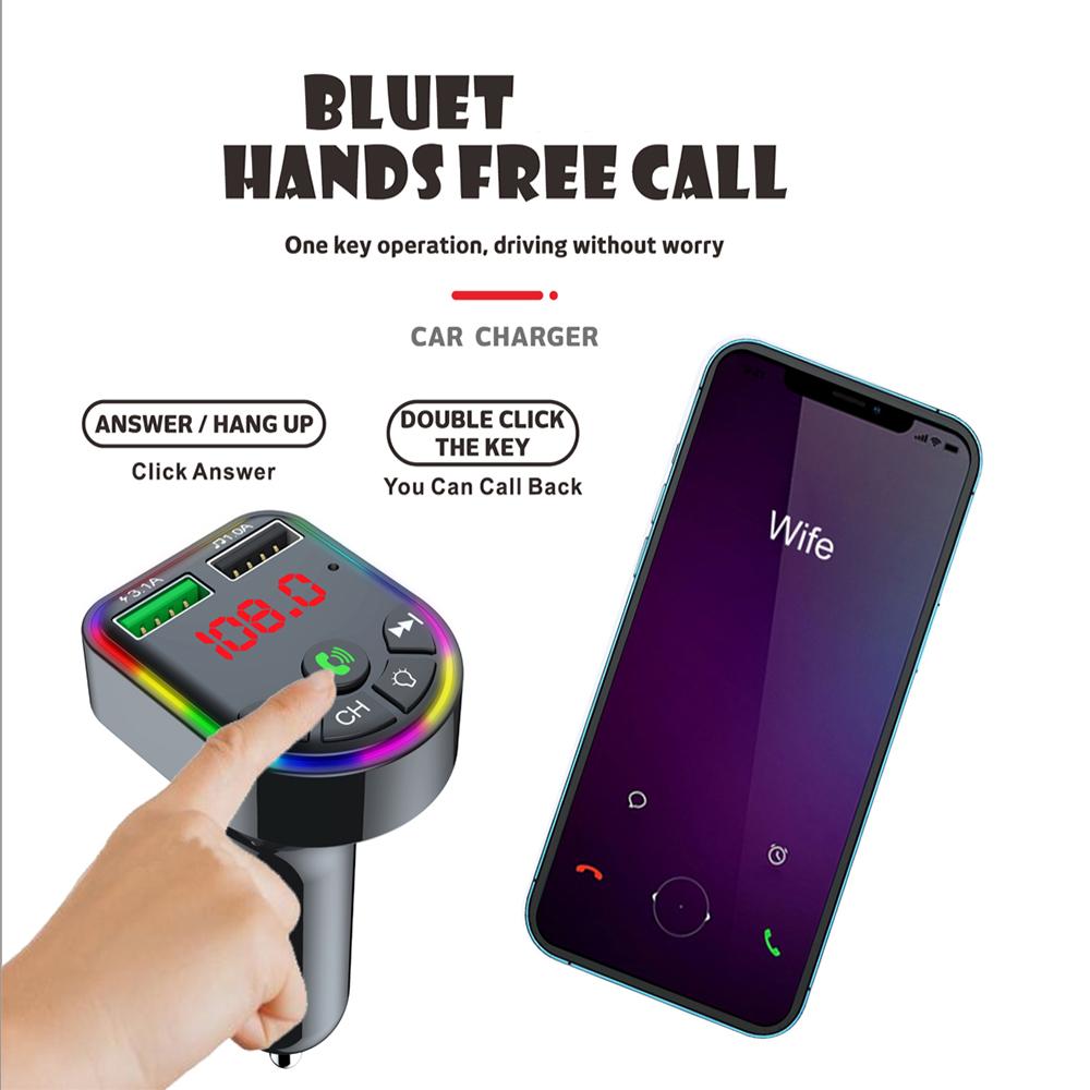 Car Bluetooth 5.0 FM Transmitter Wireless Handsfree Audio Receiver MP3 Player LED 3.1A Dual USB Fast Charger Car Accessories Kit