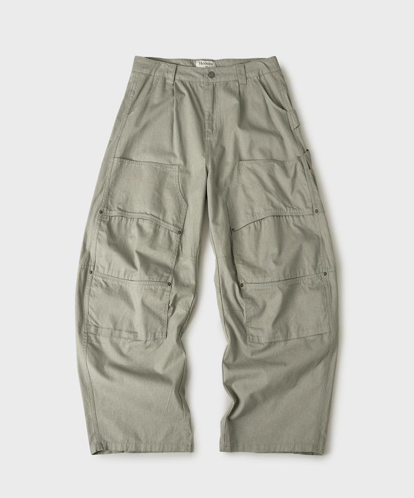 HOOVES Double Knee Carpenter Curved Pants [Beige]