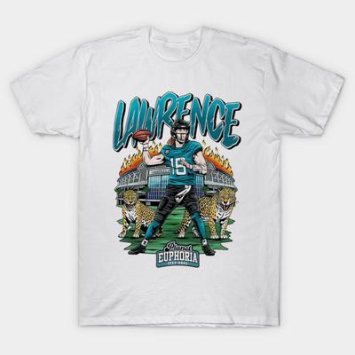 Asian Size Men Black Print T-shirt Trevor Lawrence Jacksonville Player Name No-Cut Heat Transfer Print Cotton Tshirt