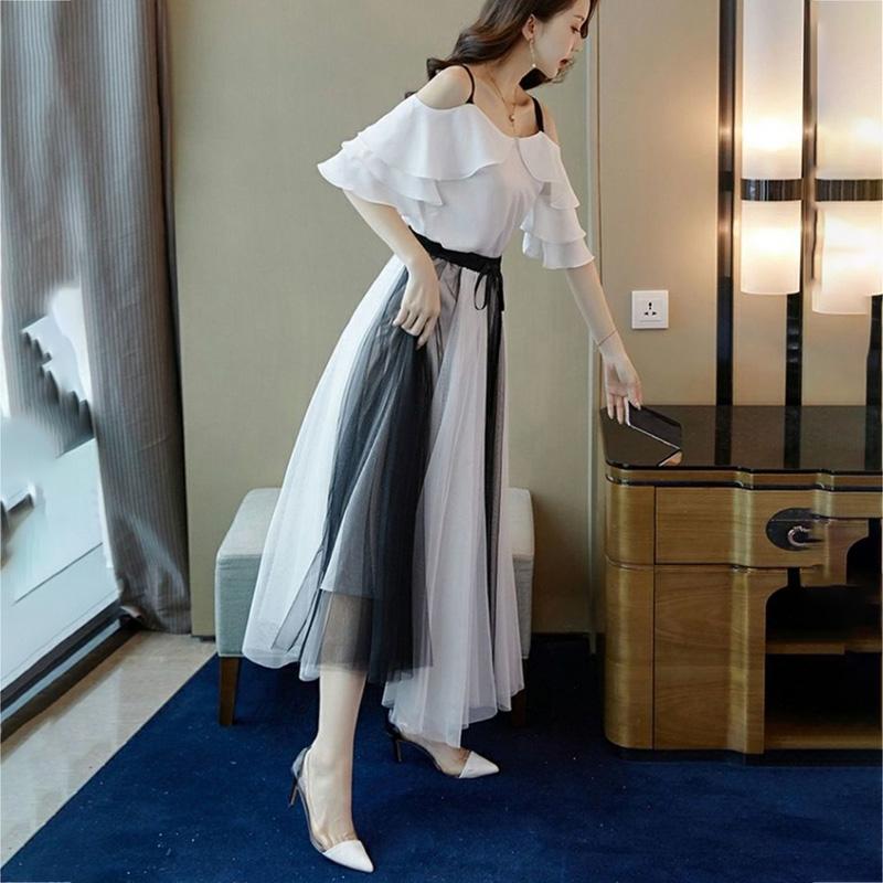 2 Pieces Ladies Suit Skirt Spring and Summer Short Sleeve Mid-length Casual Vacation Office Home