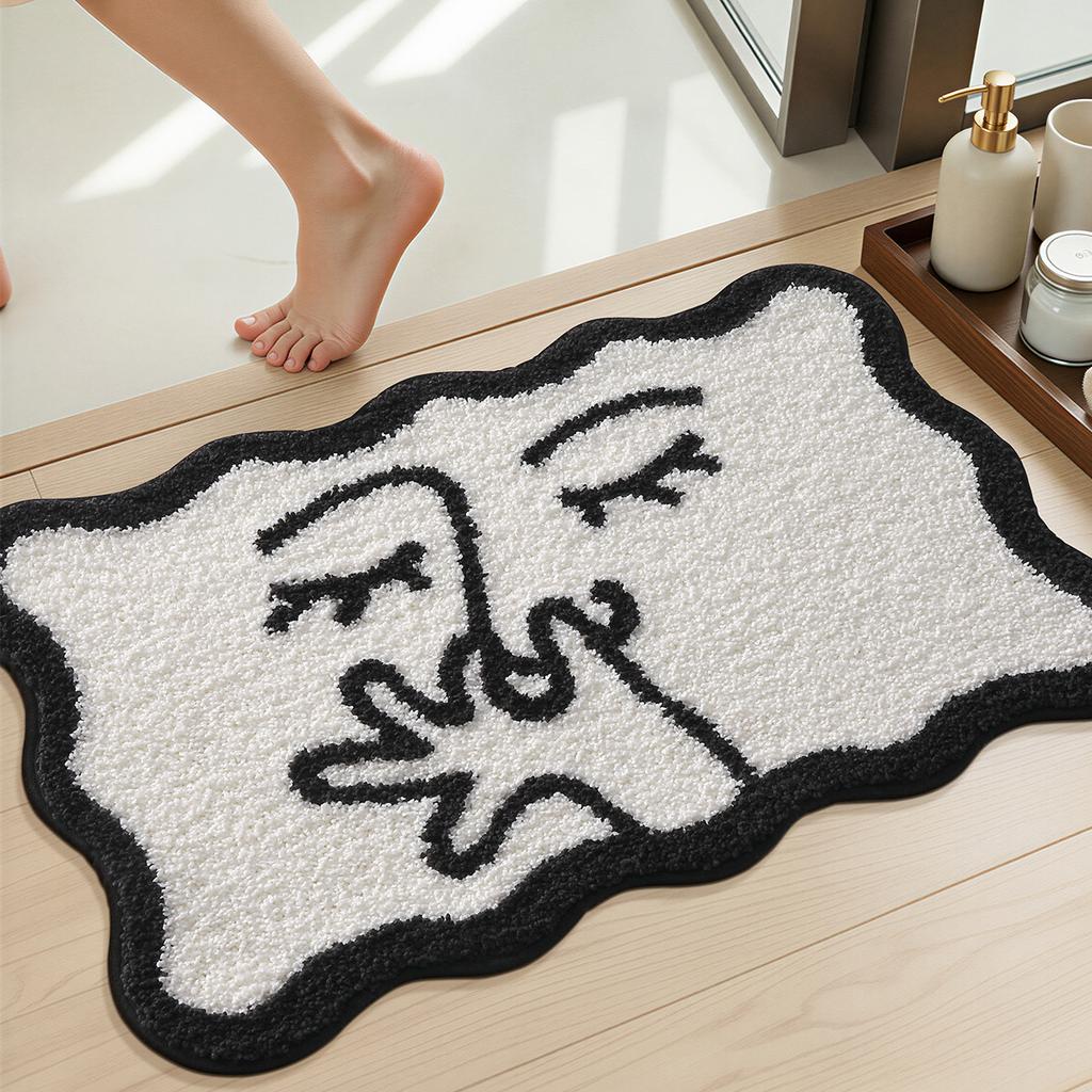 Abstract Art Portrait Bathroom Mat Non-Slip Absorbent Entryway Rug Home Decor