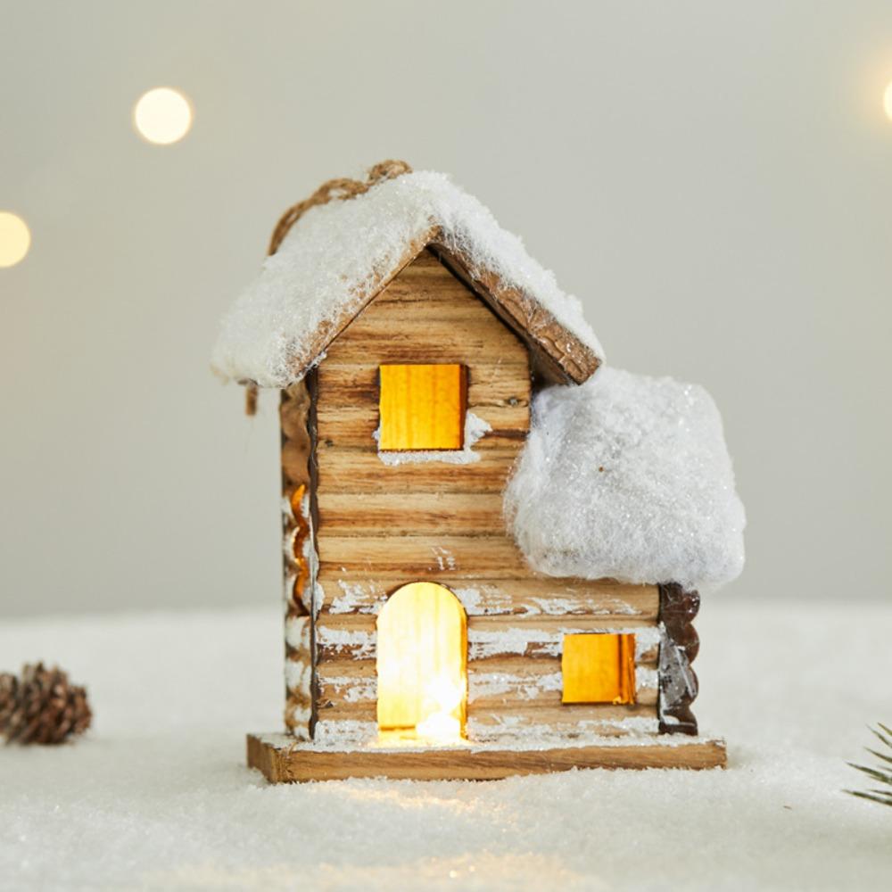 Christmas LED Light Wooden House Luminous Cabin Merry Christmas Decorations for Home DIY Xmas Tree Ornaments Kids Gifts New