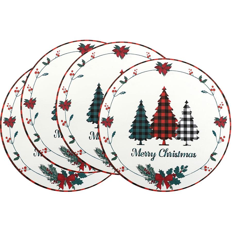 Festive Style Christmas Round Placemats - 4-Piece Set for Holiday Table Decor