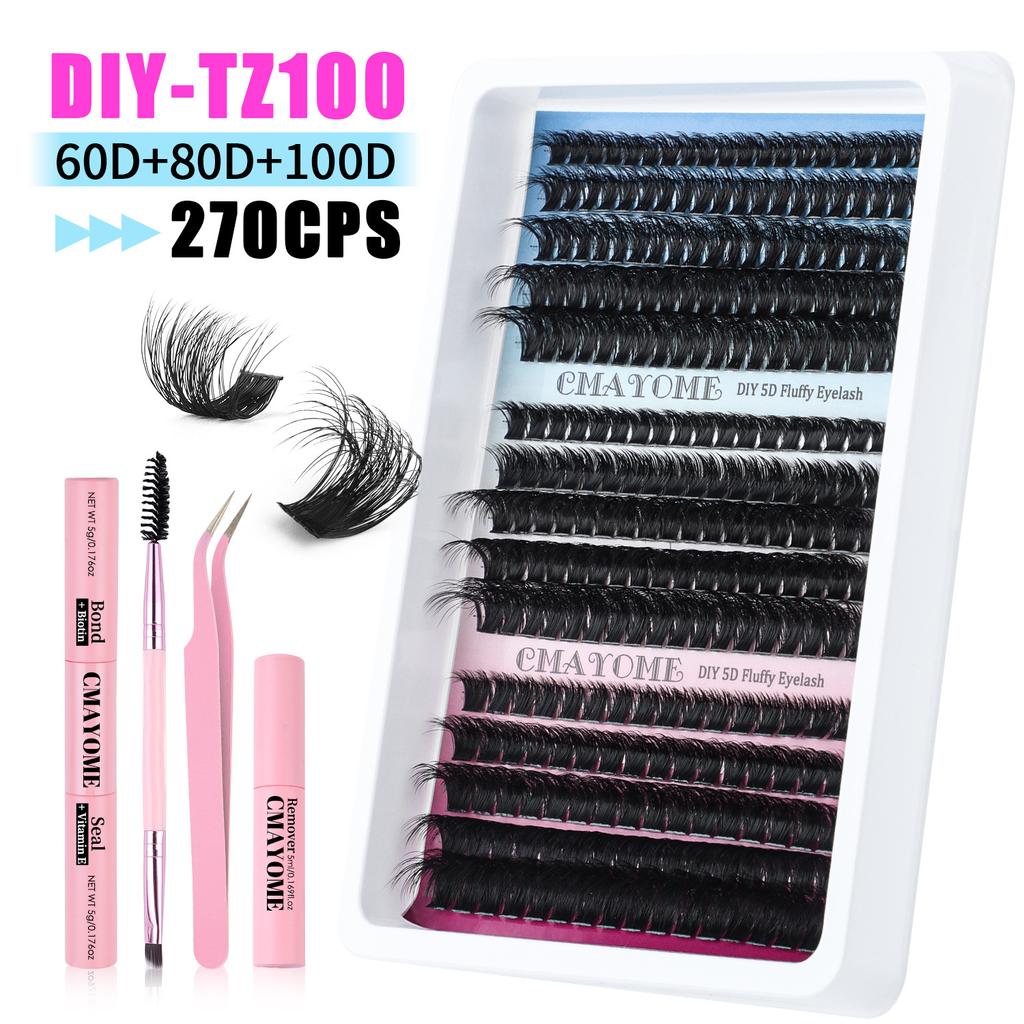 Thick 300-Cluster D-Song Mixed False Eyelash Set 10-18M Curled Diy Segmented Eyelashes