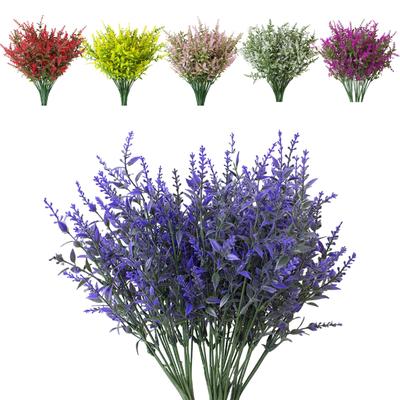 12 Bundles Artificial Lavender Flowers Plants With 7 Flexible Stems 14inch UV Resistant Faux Outdoor Plastic Plants