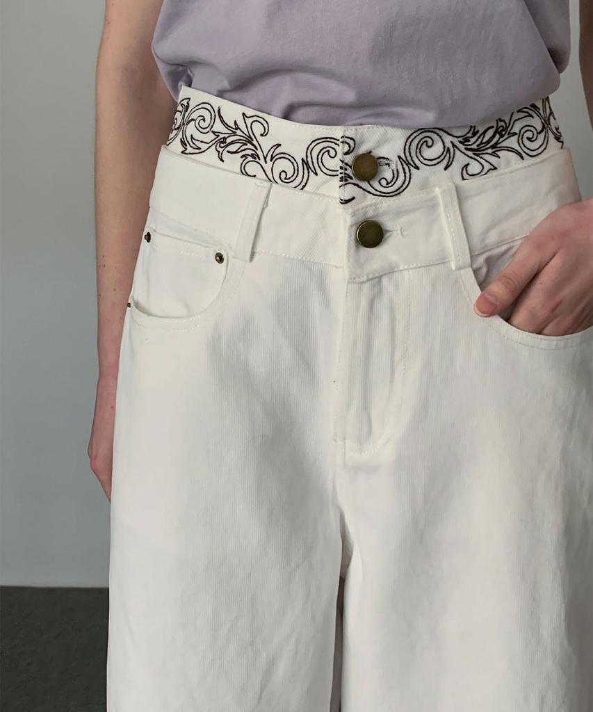 Baseukala High Rise Two Button Cotton Pants (2Colors)