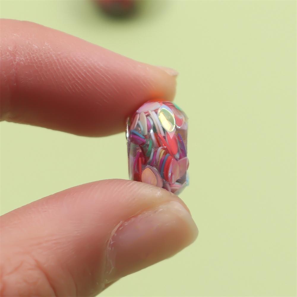 30/50/100pcs resin large hole bead sparkling bead, large hole spacer bead European craft bead, DIY necklace bracelet jewelry production