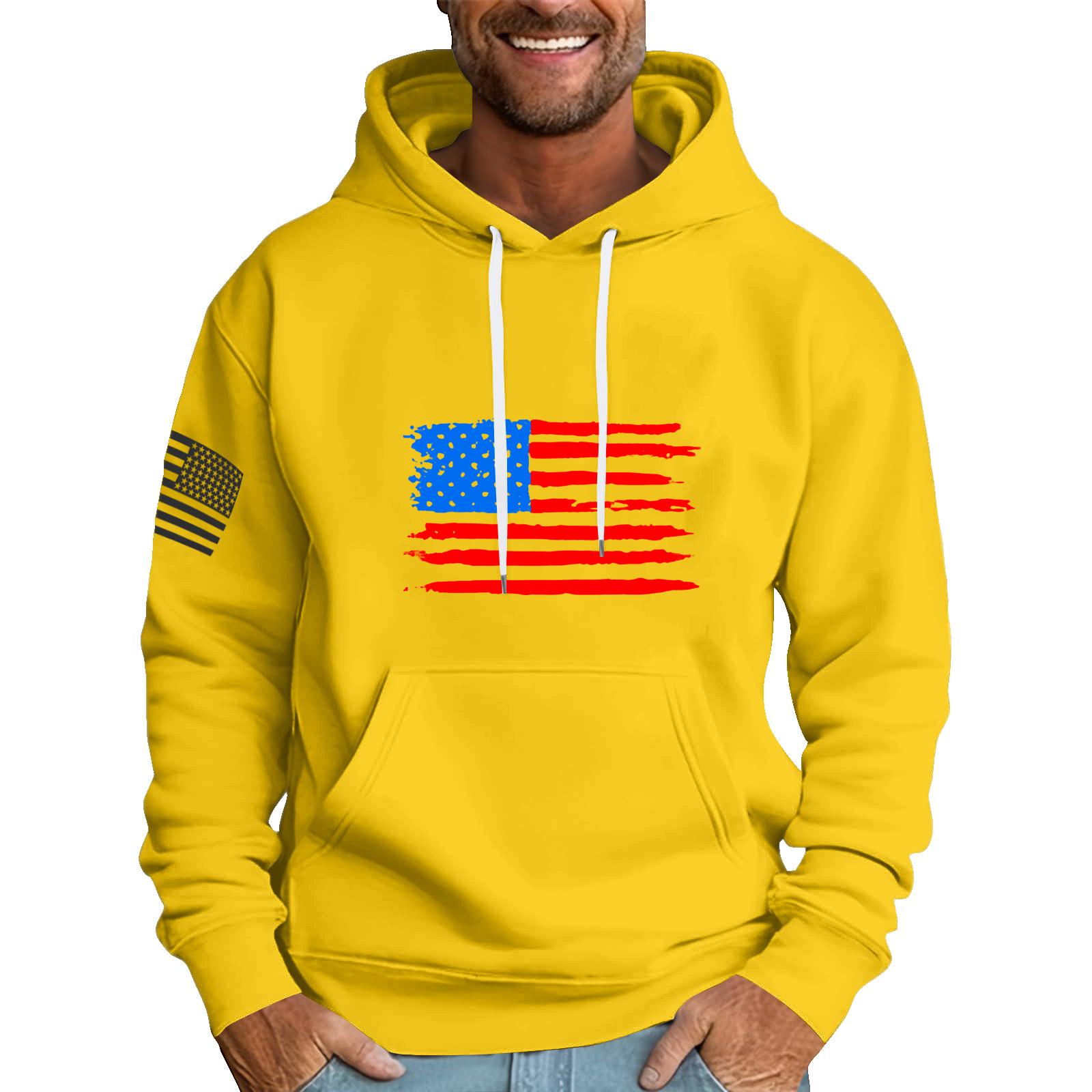 

Men s Loose Flag Printed Hooded Sweatshirt Men s Casual Fashion Sports Sweatshirt XL