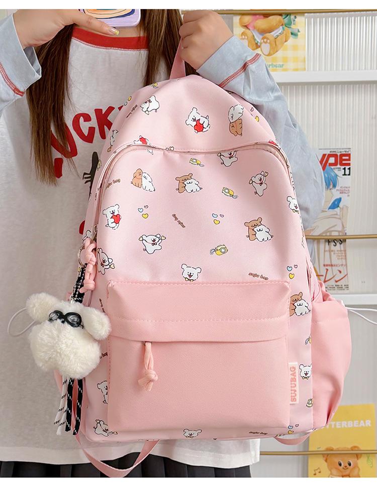 Schoolbag Japanese isn't cute printed student backpack niche high value color matching large capacity schoolbag small backpack