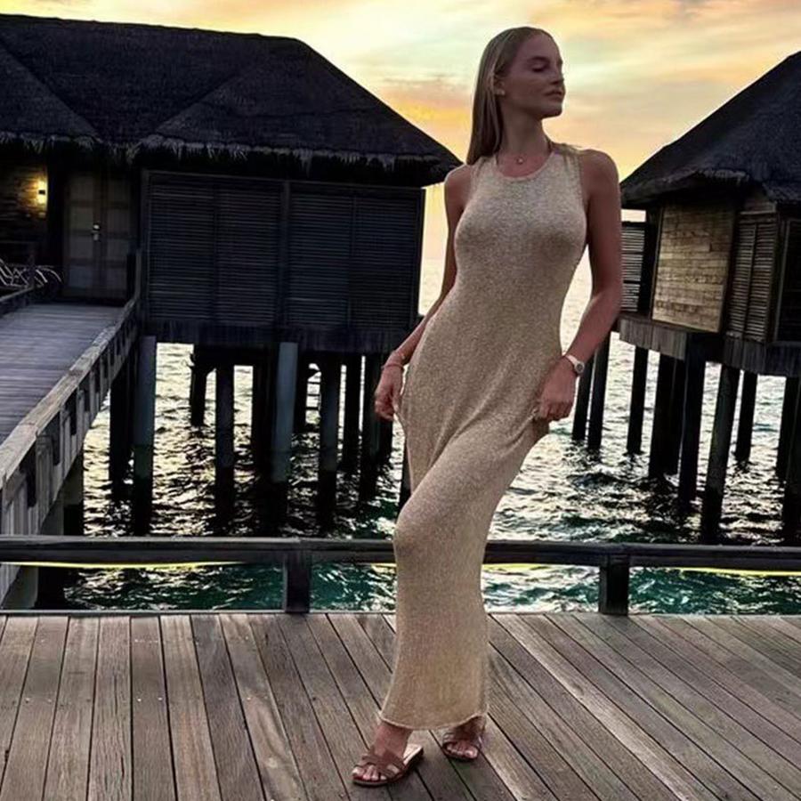 Nuovo Top Corto a Rete Lavorato a Maglia Sexy con Pizzo Copricostume da Spiaggia con Strass e Copricostume Protezione Solare per Donna