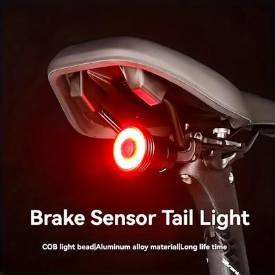 2 Basi Una Luce per Bicicletta con Luce Posteriore con Sensore Freno Automatico Visibilità Ultra Elevata Accensione/Spegnimento Automatico Ricaricabile USB-C 5 Modalità di Illuminazione