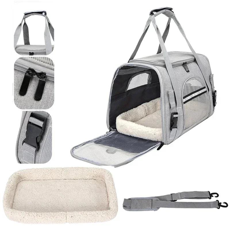 Portable Pet Travel Bag Dog Bag Mesh Dog Carrier Bag with Thick Cotton Cushion Pet Aviation Backpack Anti-suffocation Outdoor