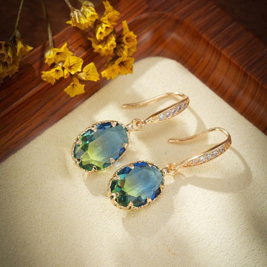 1 Pair Cubic Zirconia Drop Earrings Copper Jewelry