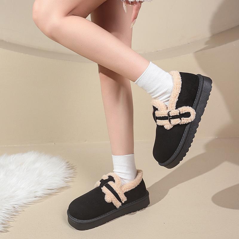 Fleece Wear-resistant Shoes, New All-inclusive Platform Doudou Shoes In Autumn and Winter 2025, Retro and Warm