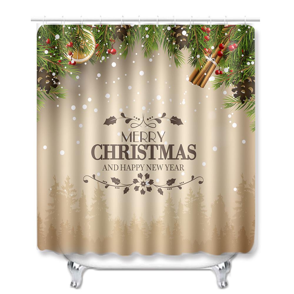 Christmas Home Door Mat Bathroom Shower Curtain Floor Mat Combination Four-Piece Set Bedroom Living Room Carpet