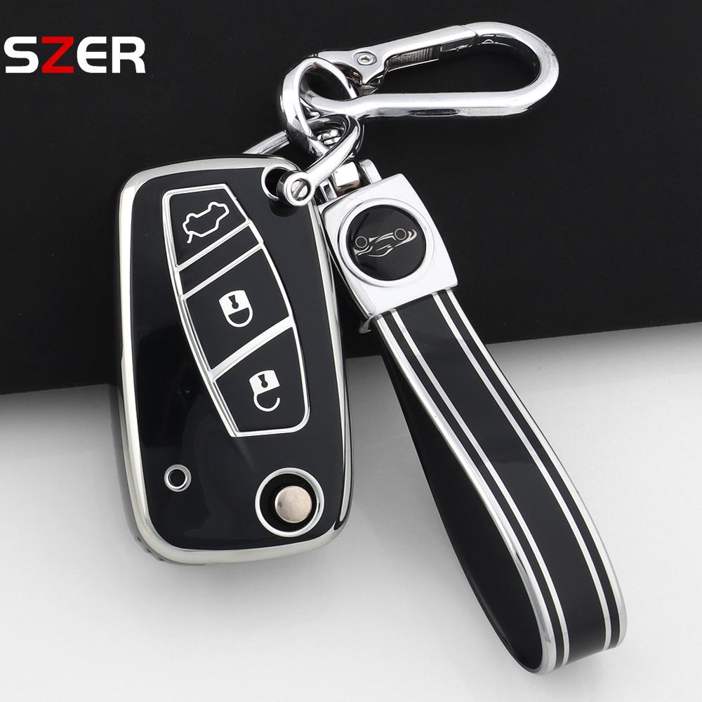 Tpu Car Key Case Cover For Fiat Panda Stilo Punto Doblo Grande Bravo 500 Ducato Minibus Folding Keychain Interior Accessories