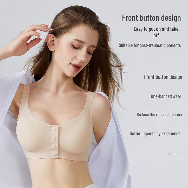 Cross-border Antibacterial Mastectomy Prosthesis Bra with Fake Breast Pads, Seamless Front Closure, for Post-Op and Reduction Support.
